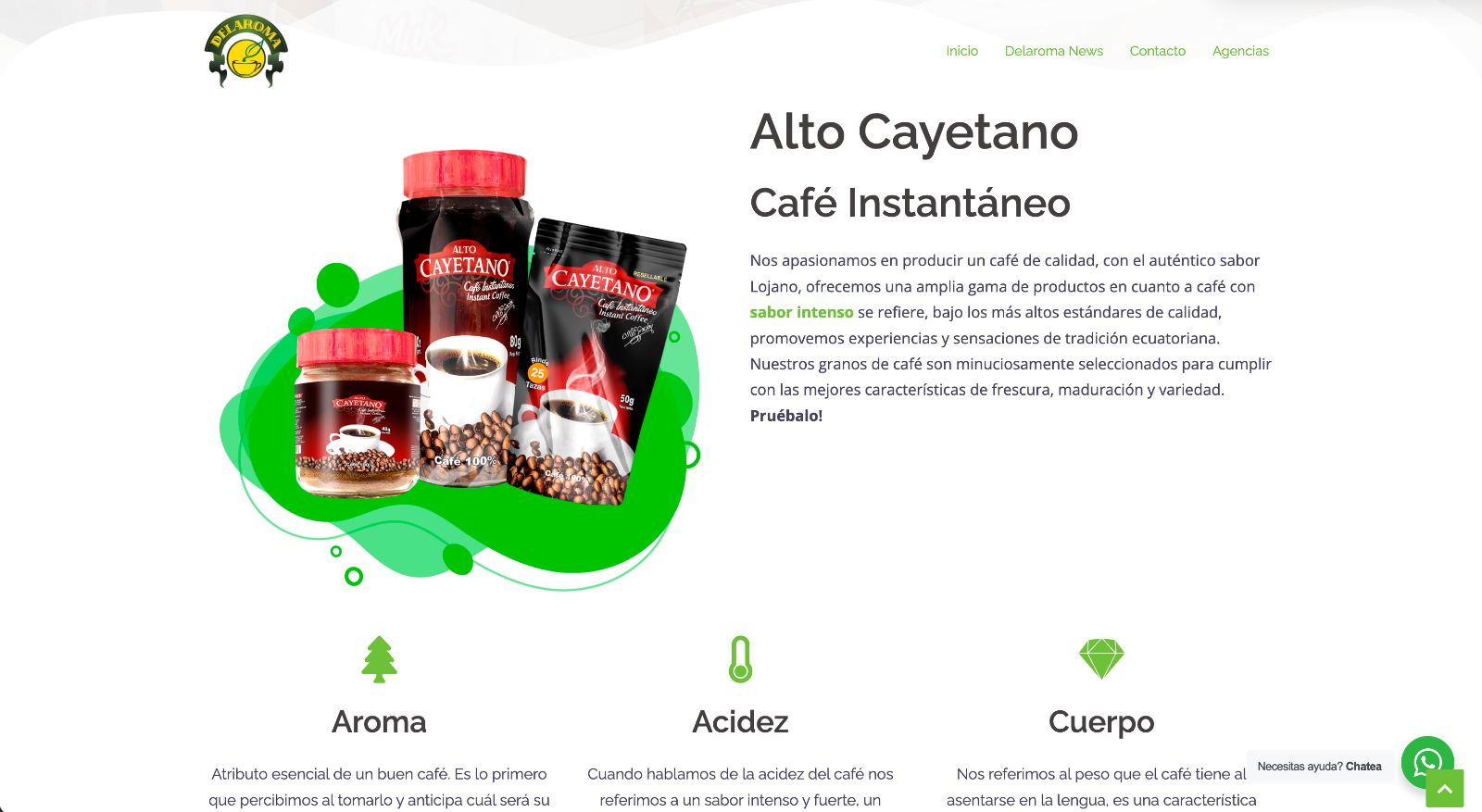 Sitio web de Delaroma, Alto Cayetano