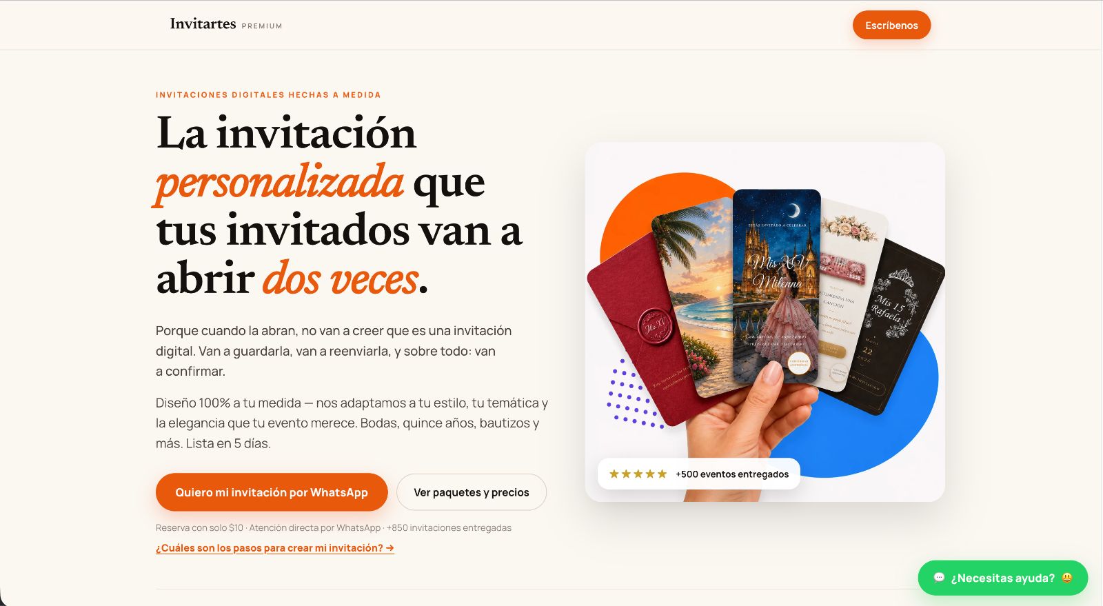 Landing Invitartes Premium