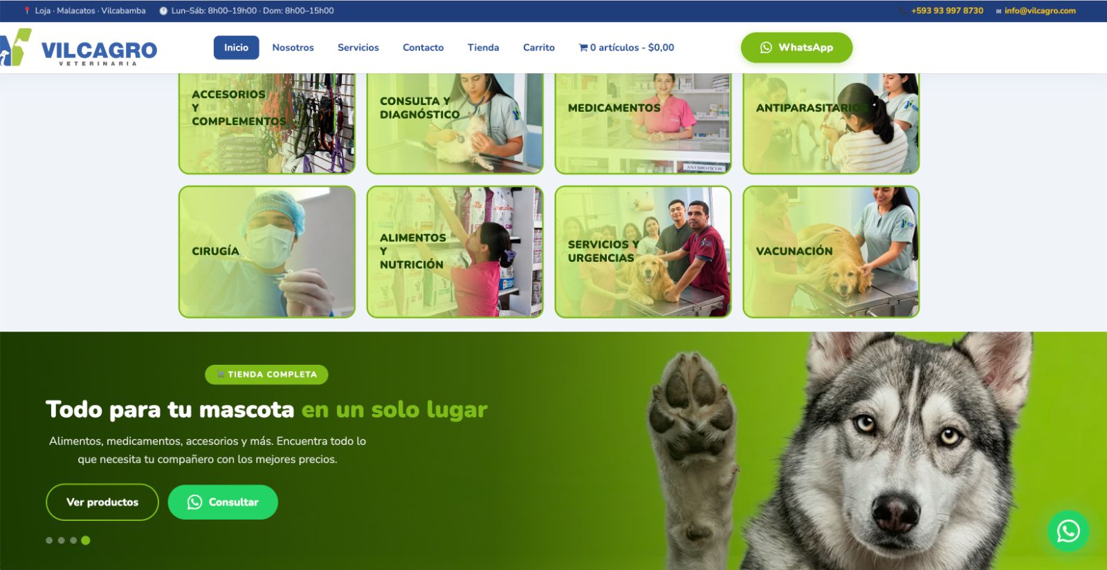 Sitio web Vilcagro Veterinaria